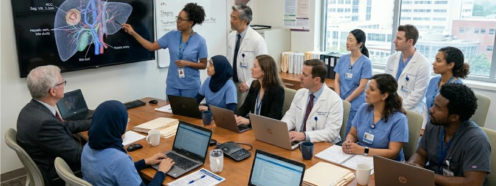 Clinician talking with patient